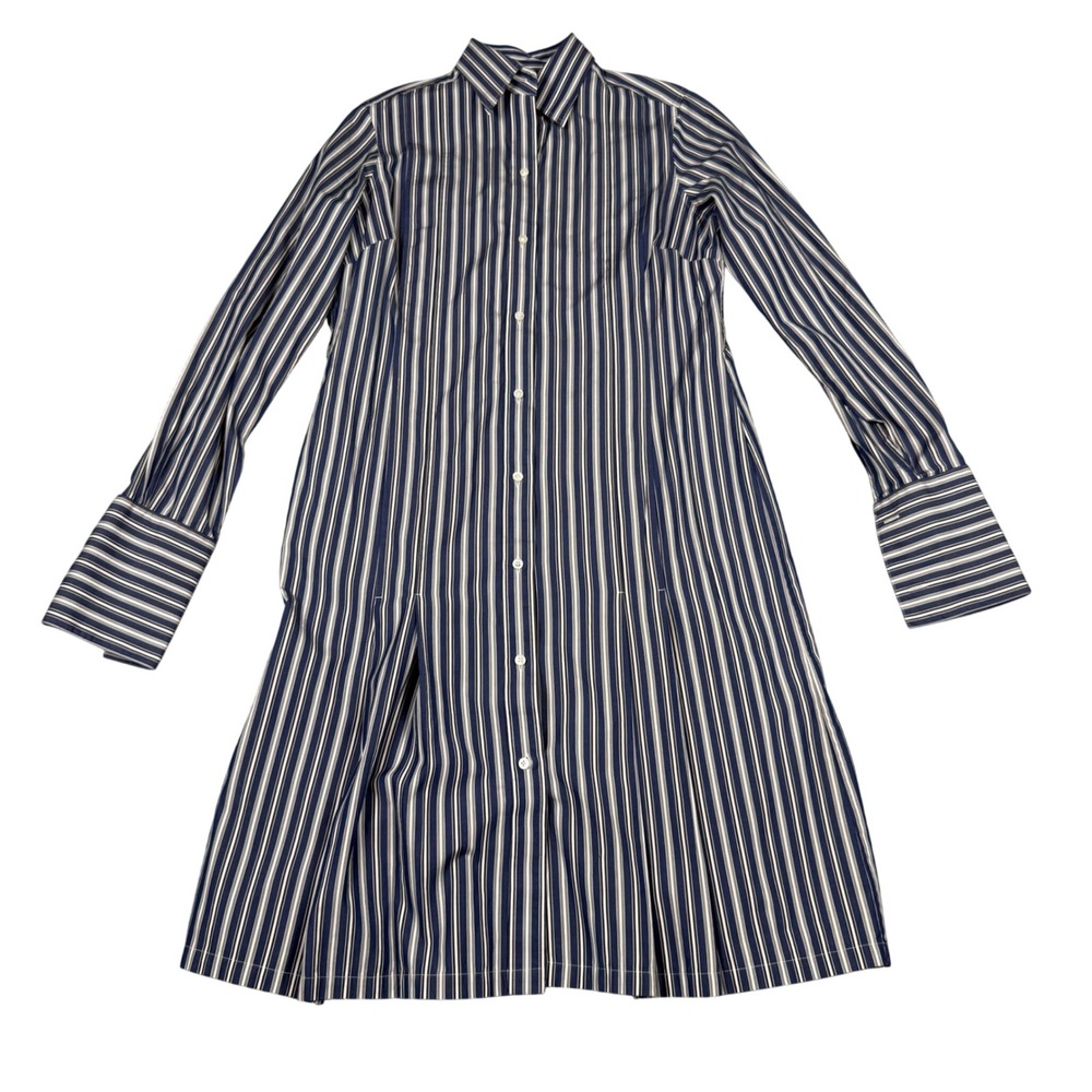 Brooks Brothers Blue White Striped Cotton Button Front Shirt Dress Size 8 Preppy